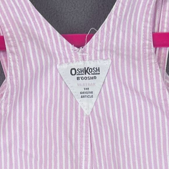 Osh Kosh B'Gosh Bib Overalls Baby Girls Size 6-9 mo Pink White Vestbak Y2K VTG - Picture 4 of 7